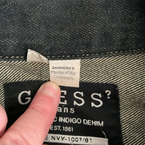 Guess USA Jeans Denim Trucker Jacket Retro 90s Black Women’s XL Button - Picture 11 of 14